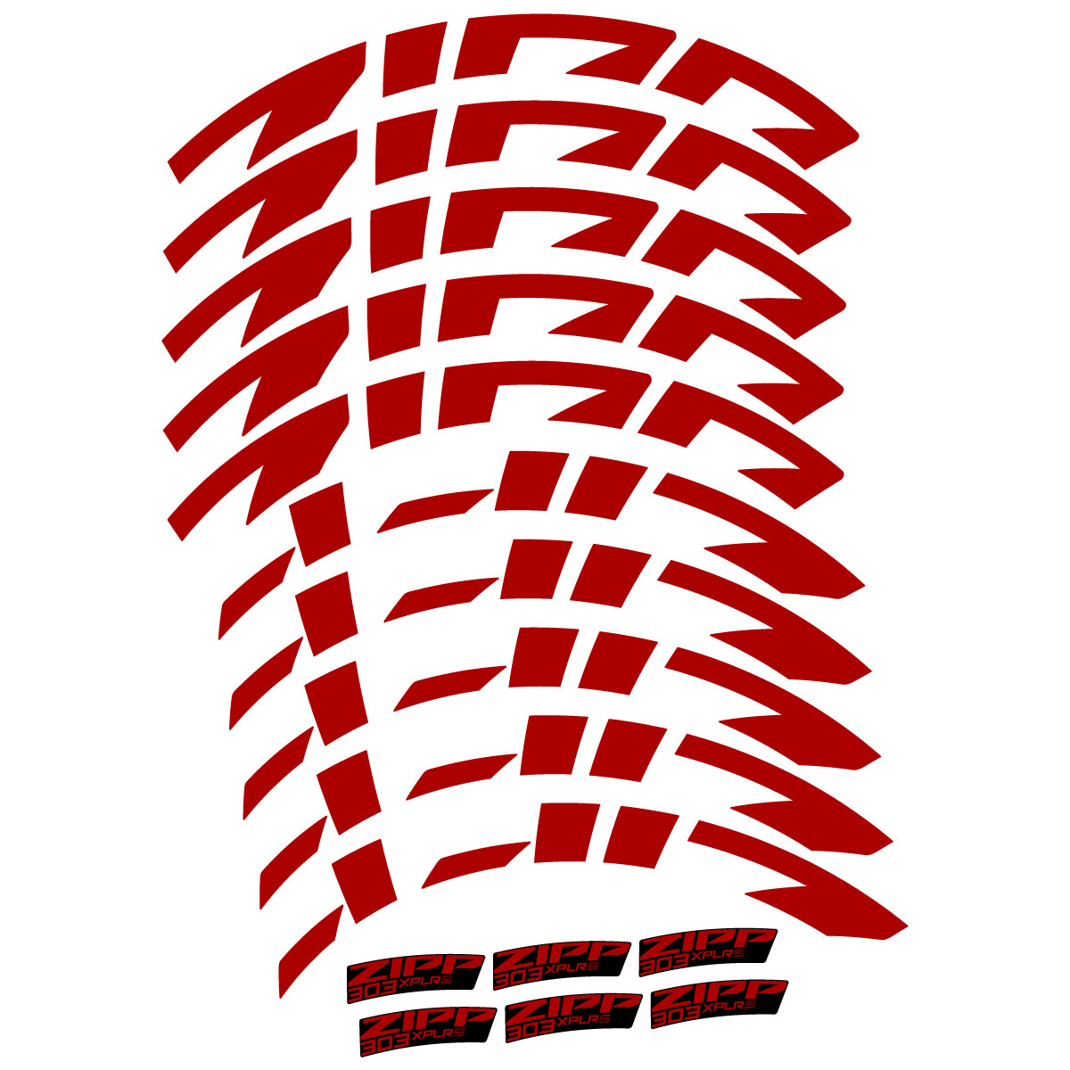 Compatible Stickers for Zipp 303 XPLR S, Road Wheel 54mm vinyl decals - Dark Red