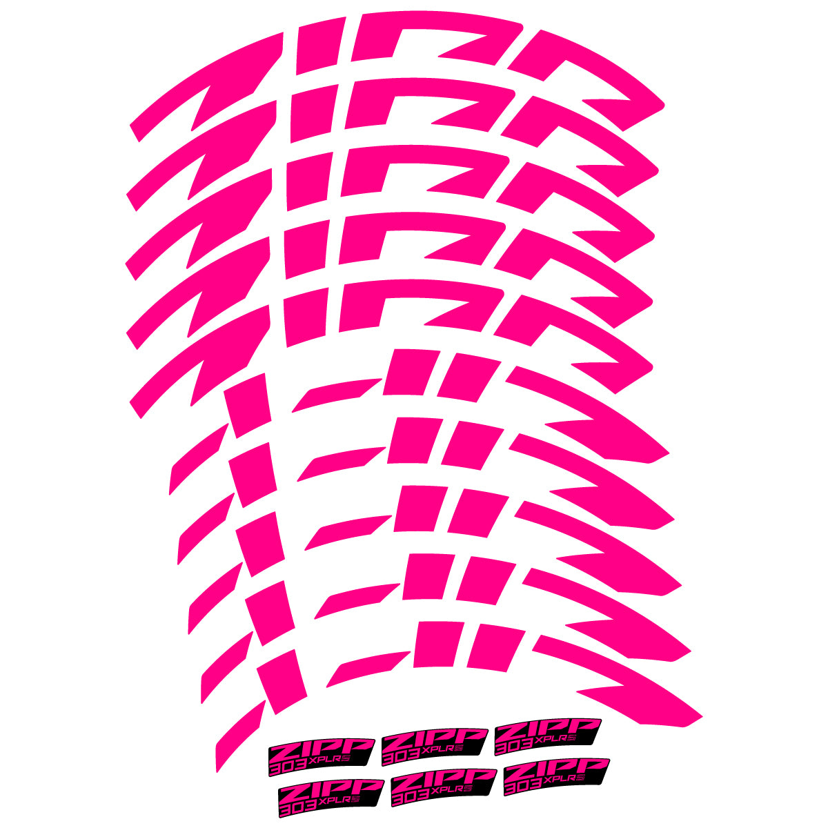 Compatible Stickers for Zipp 303 XPLR S, Road Wheel 54mm vinyl decals - Fuchsia