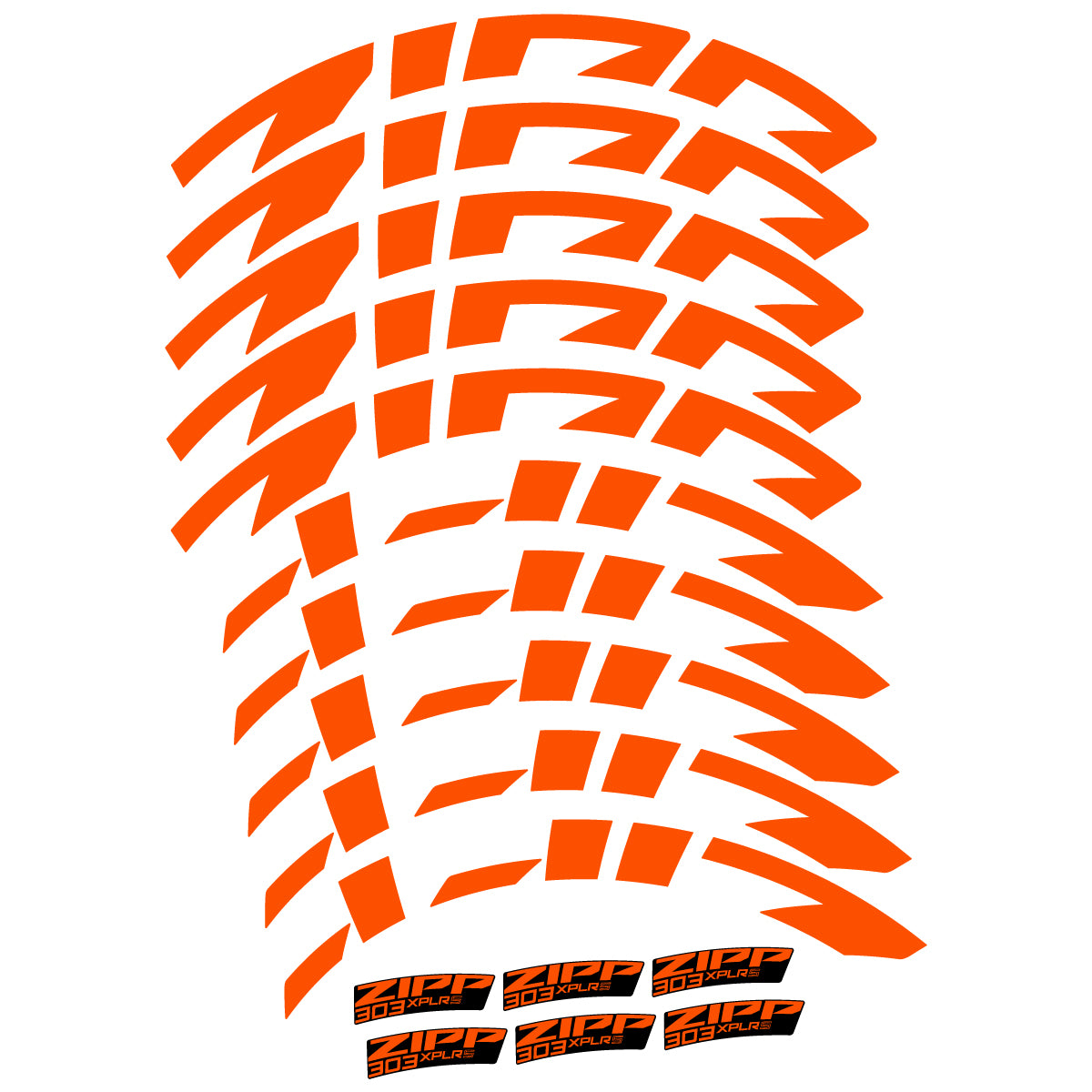 Compatible Stickers for Zipp 303 XPLR S, Road Wheel 54mm vinyl decals - Orange
