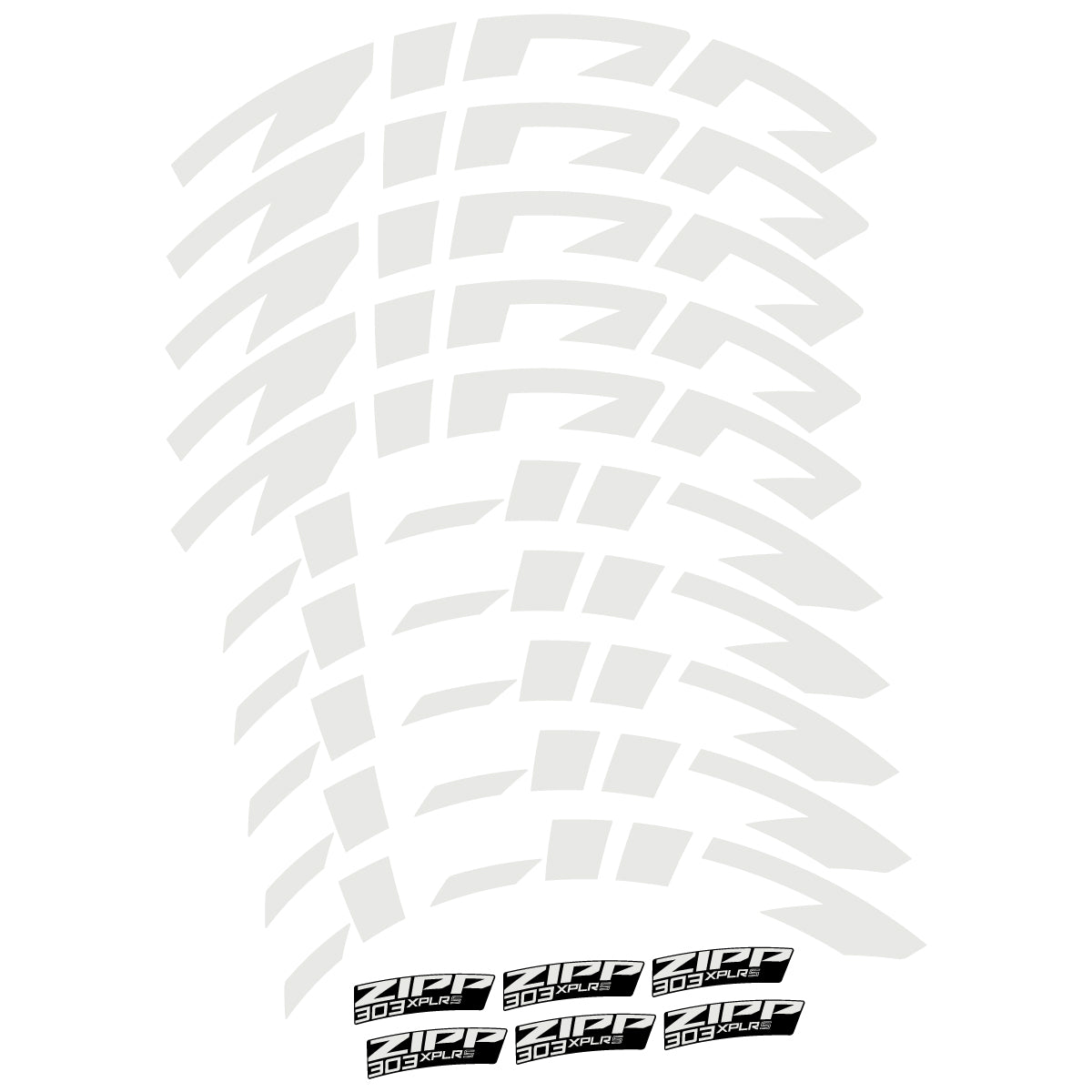 Compatible Stickers for Zipp 303 XPLR S, Road Wheel 54mm vinyl decals - Pearl Grey