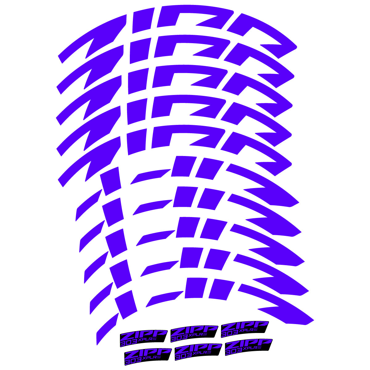 Compatible Stickers for Zipp 303 XPLR S, Road Wheel 54mm vinyl decals - Reflex Blue