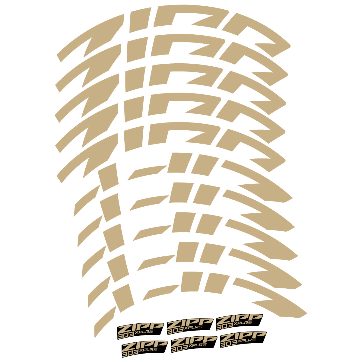 Compatible Stickers for Zipp 303 XPLR S, Road Wheel 54mm vinyl decals - Sand
