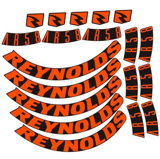 Orange Neon decal for Reynolds AR58 DB Disc road wheel 58mm – bike sticker vinyl