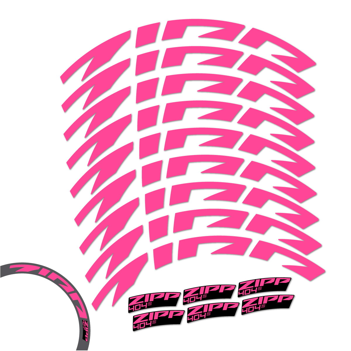 Compatible Stickers for Zipp 404 S 2026, Road Wheel 58mm vinyl decals - Bubblegum Pink