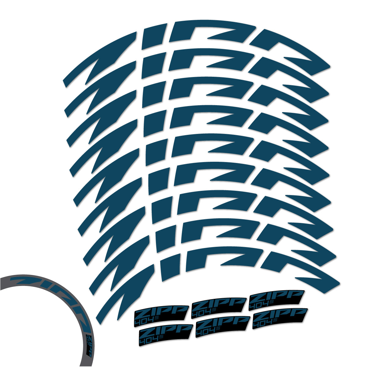 Compatible Stickers for Zipp 404 S 2026, Road Wheel 58mm vinyl decals - Dark Lake