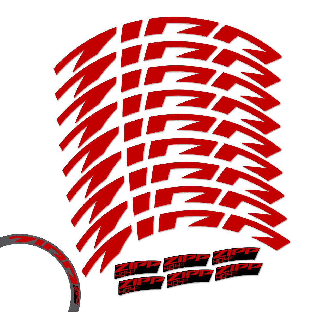 Compatible Stickers for Zipp 404 S 2026, Road Wheel 58mm vinyl decals - Medium Red