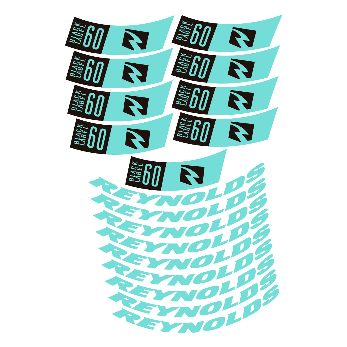 Compatible Stickers for Reynolds BL60 2026, Road Wheel 60mm vinyl decals - Blue Green