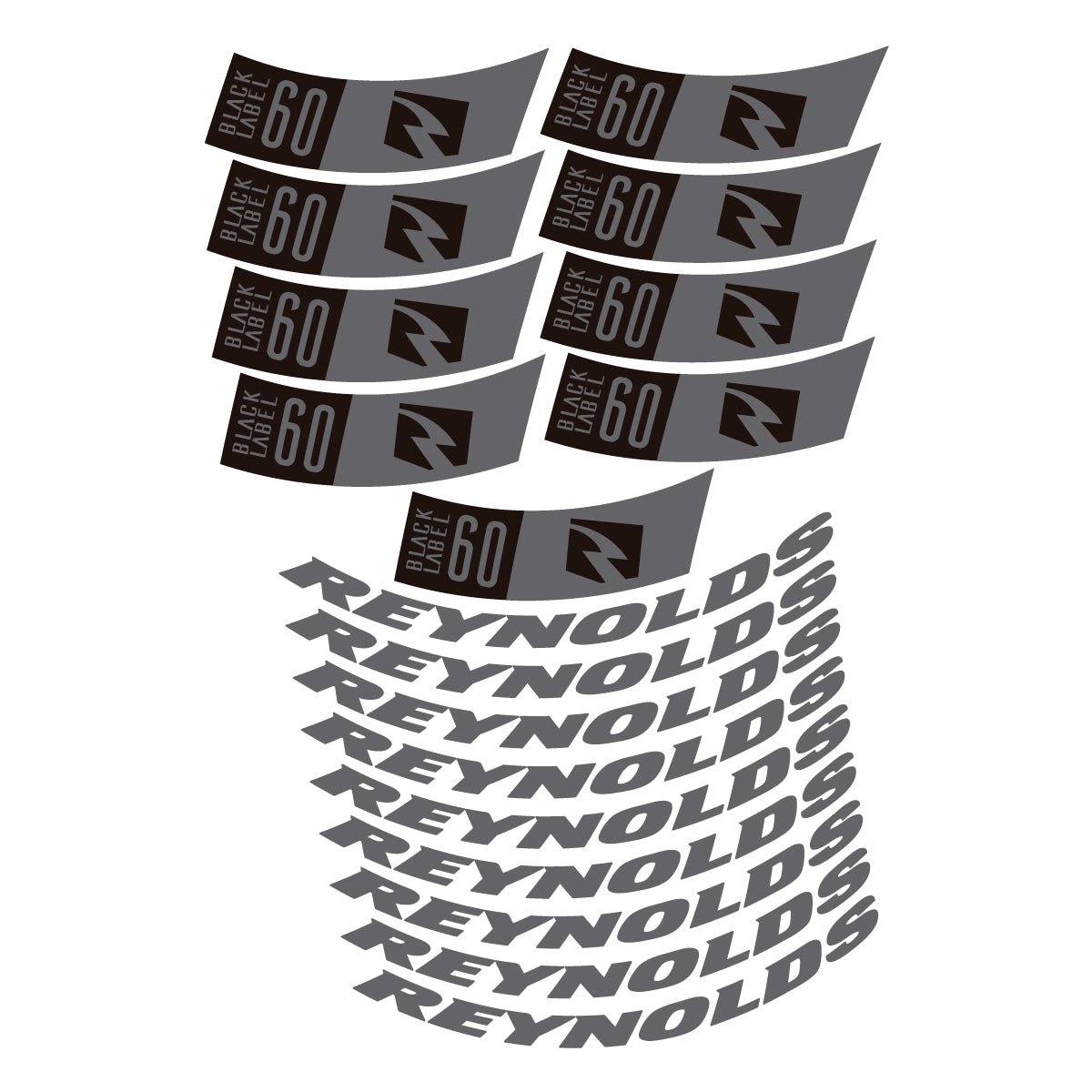 Compatible Stickers for Reynolds BL60 2026, Road Wheel 60mm vinyl decals - Medium Grey