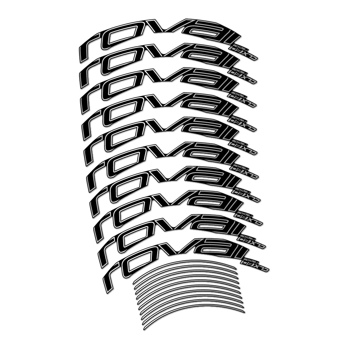 Compatible Stickers for Roval CLX 60 Rim Brake, Road Wheel 60mm vinyl decals - Light Silver