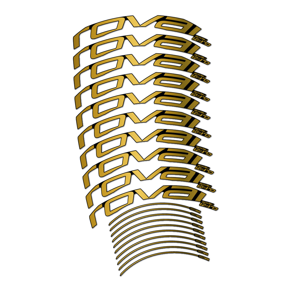 Compatible Stickers for Roval CL 64 Rim Brake, Road Wheel 64mm vinyl decals - Gold