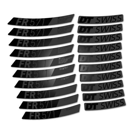 Compatible Stickers for DT Swiss FR 571x 2025-2026, Mountain Wheel vinyl decals - Black