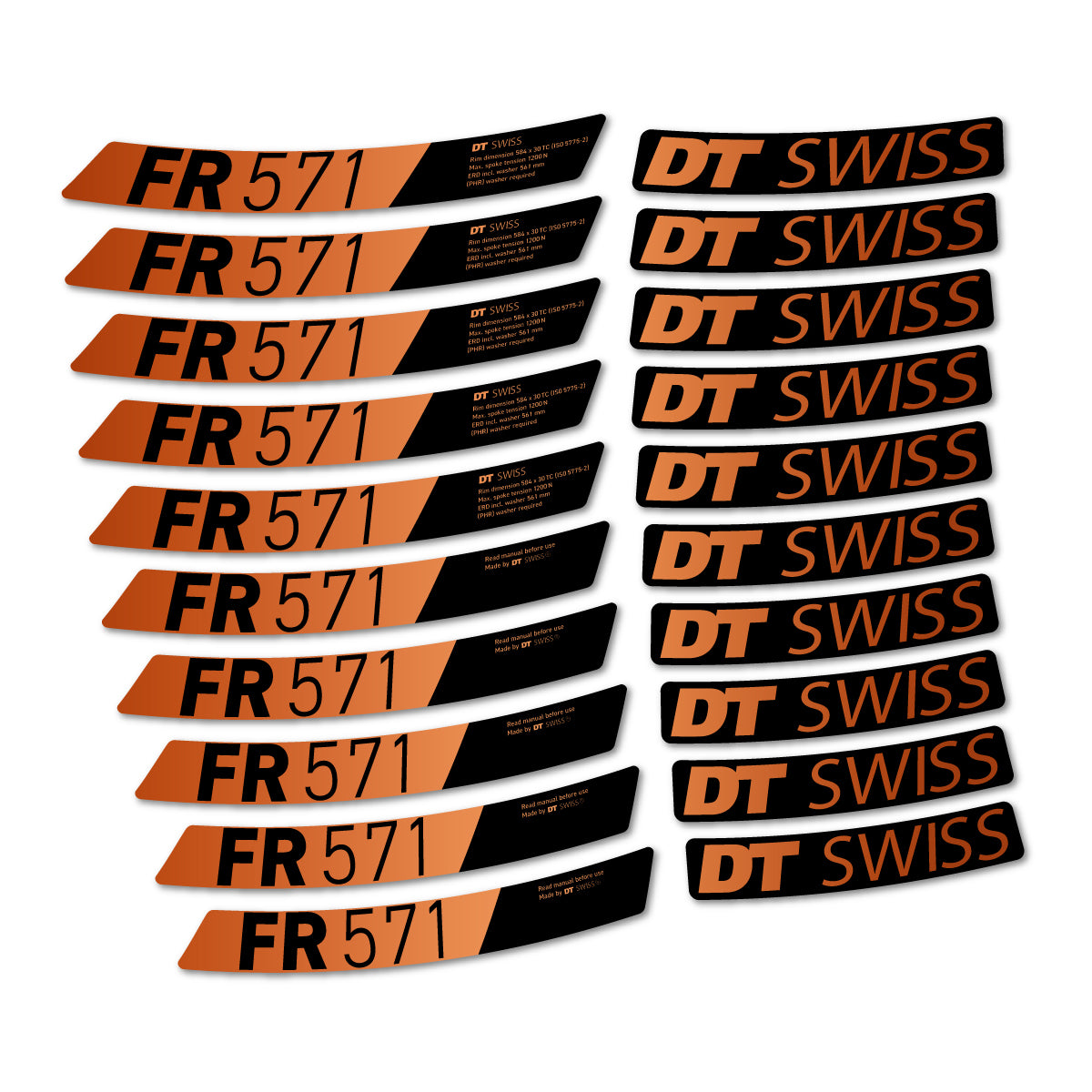 Compatible Stickers for DT Swiss FR 571x 2025-2026, Mountain Wheel vinyl decals - Bronze