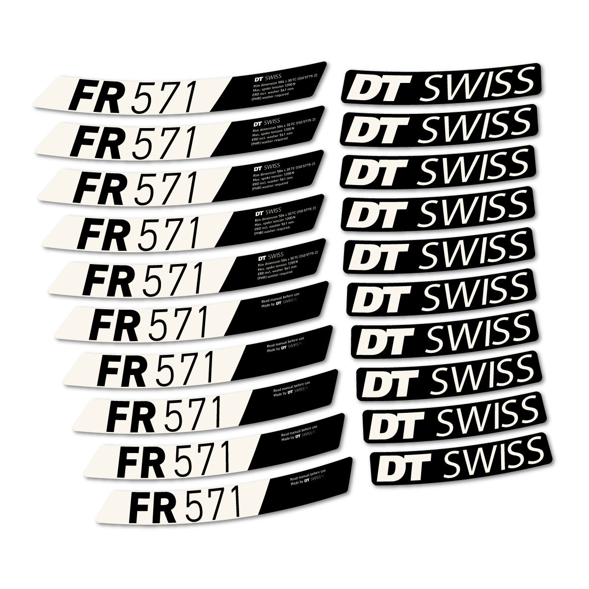 Compatible Stickers for DT Swiss FR 571x 2025-2026, Mountain Wheel vinyl decals - Bone White