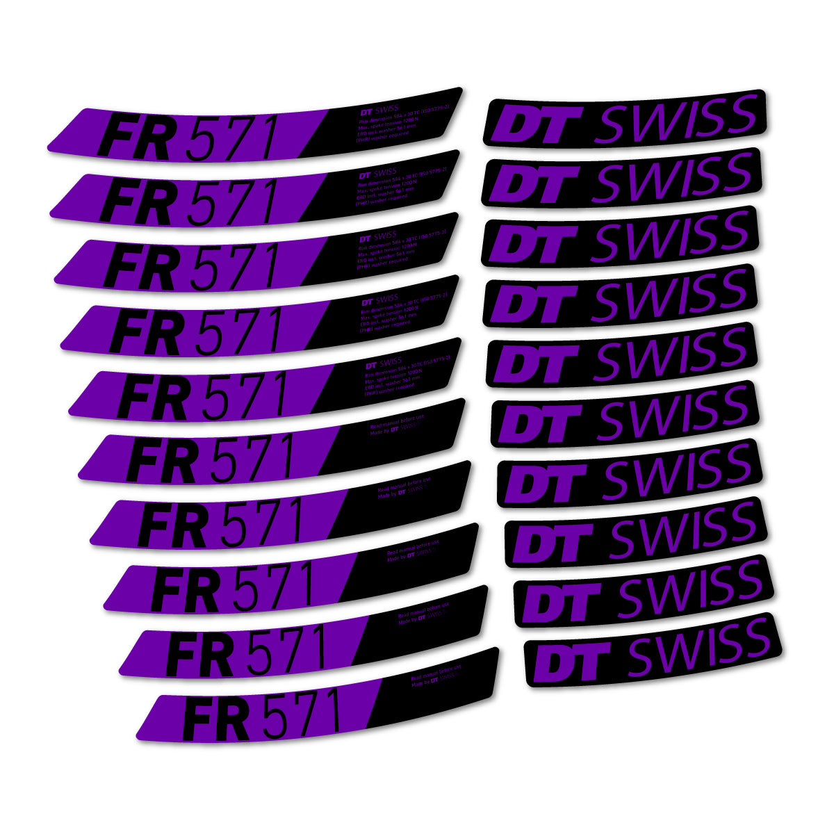 Compatible Stickers for DT Swiss FR 571x 2025-2026, Mountain Wheel vinyl decals - Violet