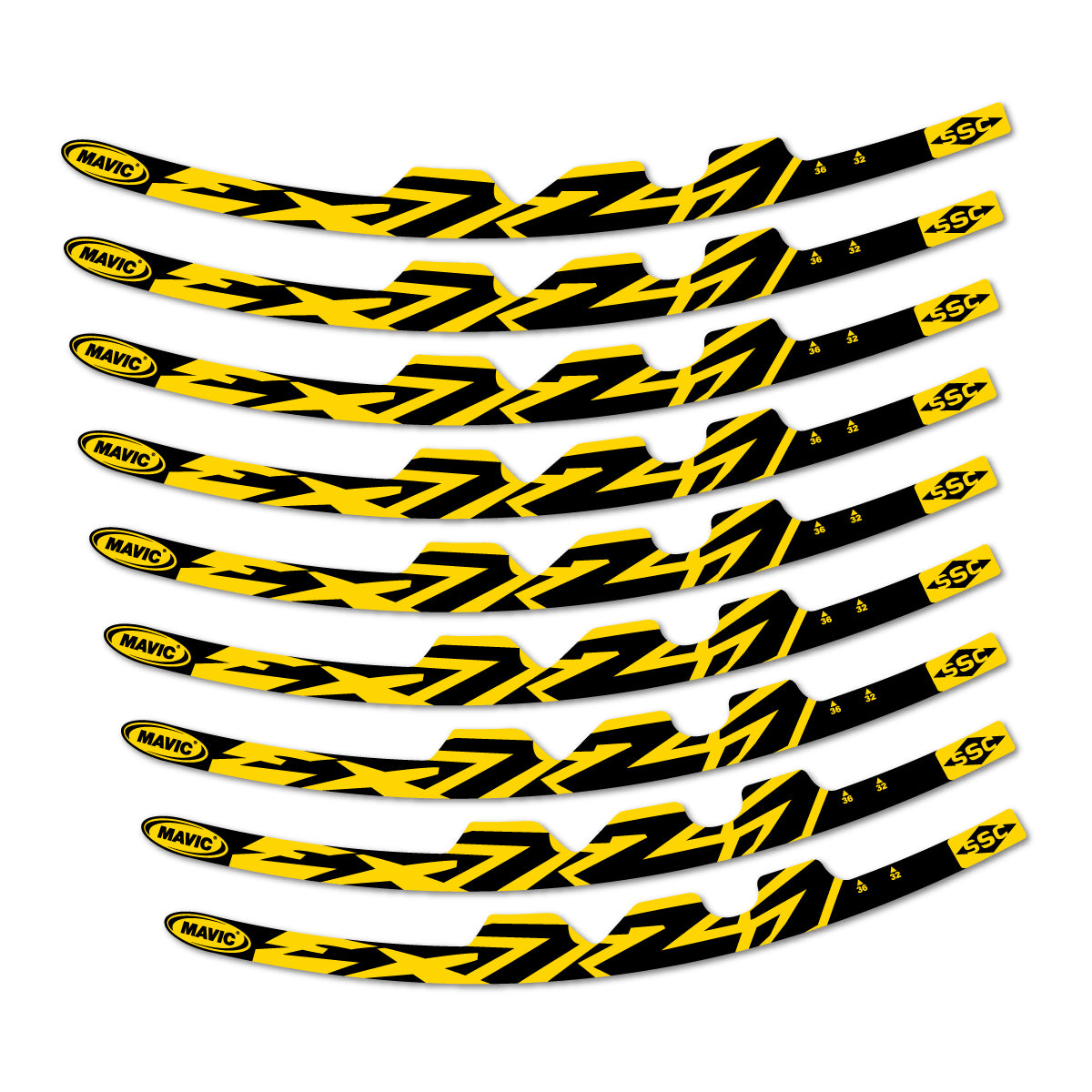 Compatible Stickers for Mavic EX721 2010-2026, Road Wheel vinyl decals - Banana Yellow