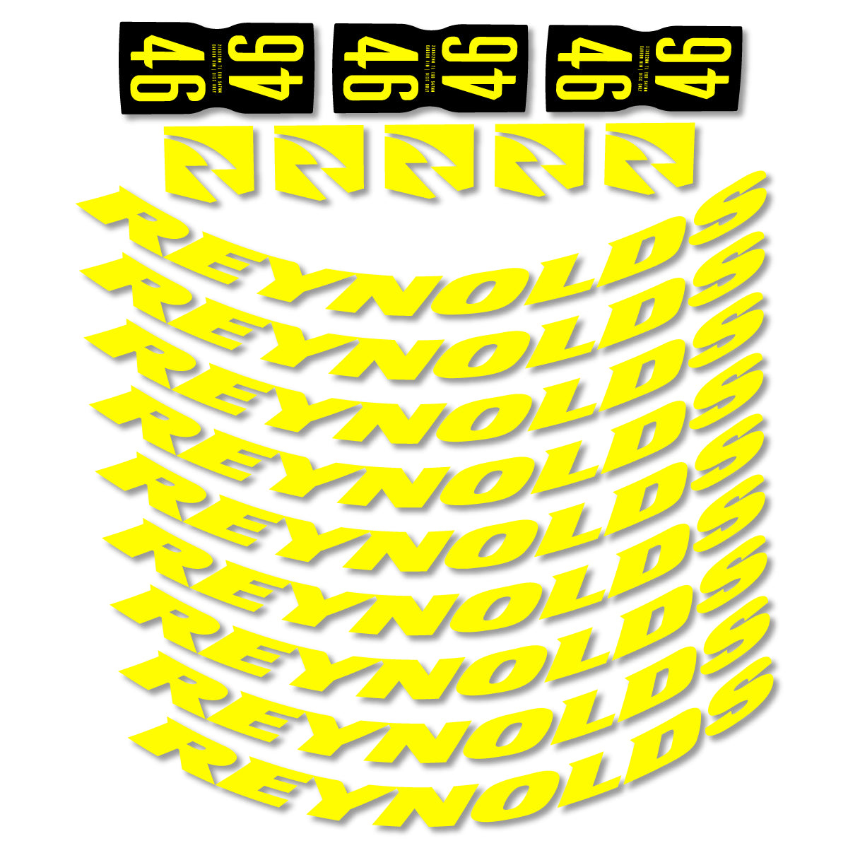 Stickers for Rxynolds AR46, Road Wheel 46mm vinyl decals - Lemon Yellow