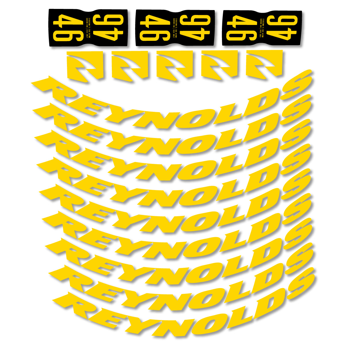 Stickers for Rxynolds AR46, Road Wheel 46mm vinyl decals - Banana Yellow