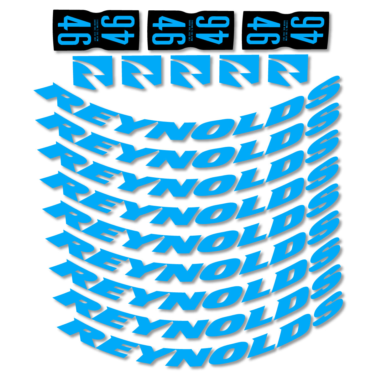 Stickers for Rxynolds AR46, Road Wheel 46mm vinyl decals - Light Blue