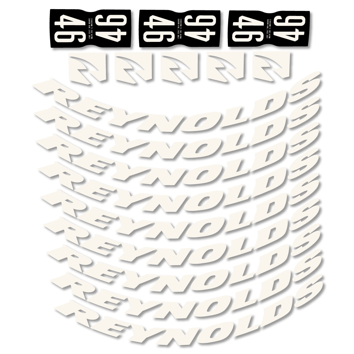 Stickers for Rxynolds AR46, Road Wheel 46mm vinyl decals - Bone White