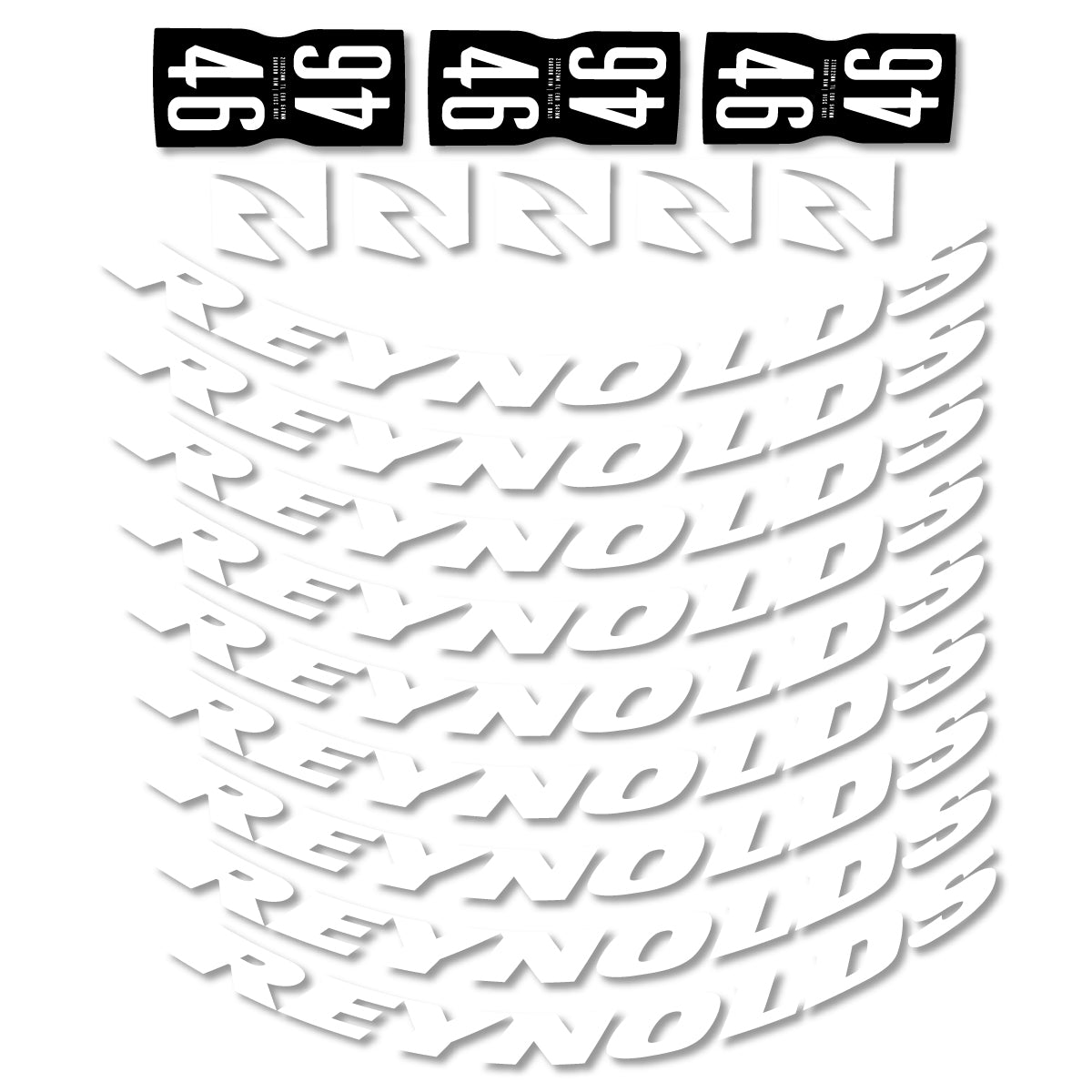 Stickers for Rxynolds AR46, Road Wheel 46mm vinyl decals - White