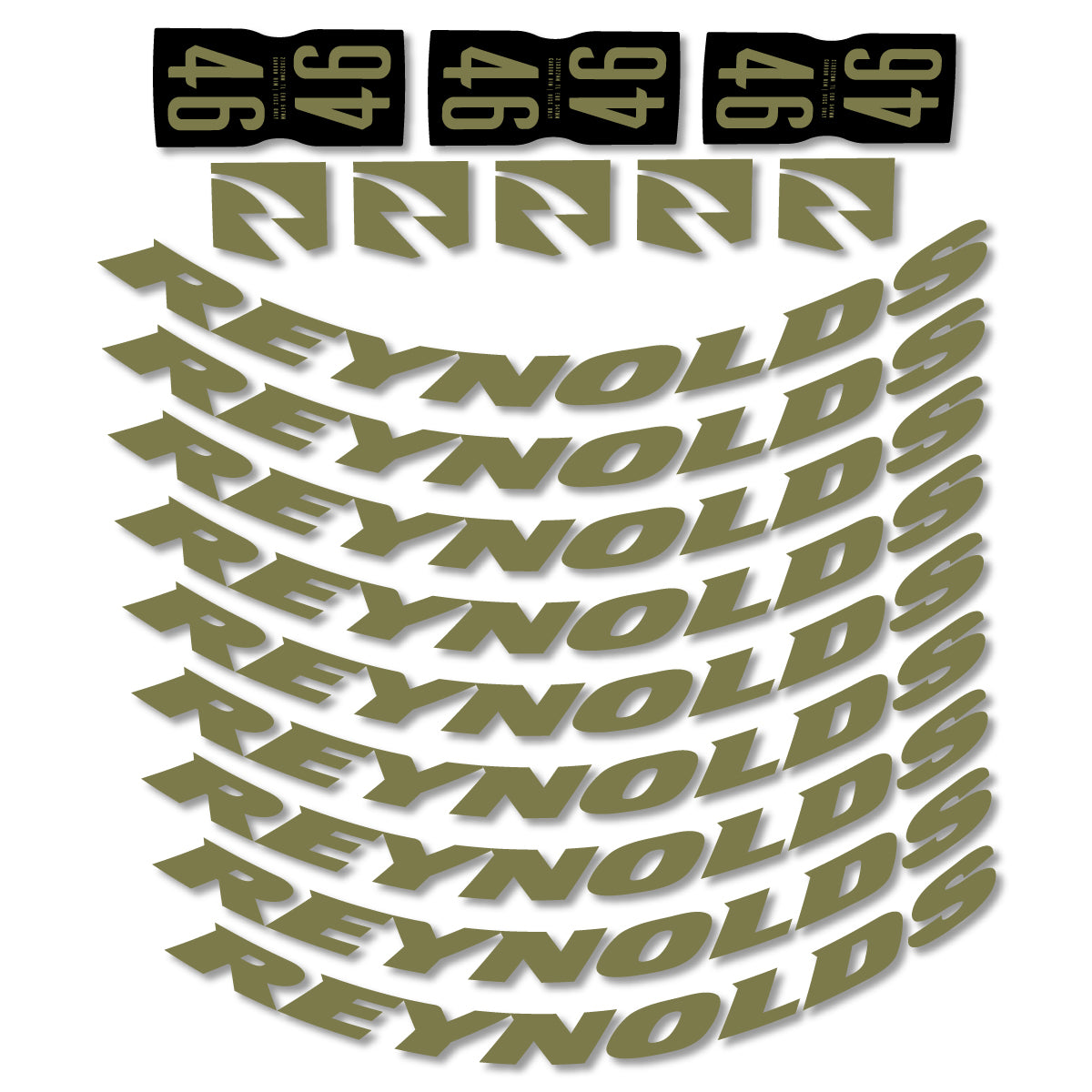 Stickers for Rxynolds AR46, Road Wheel 46mm vinyl decals - Khaki