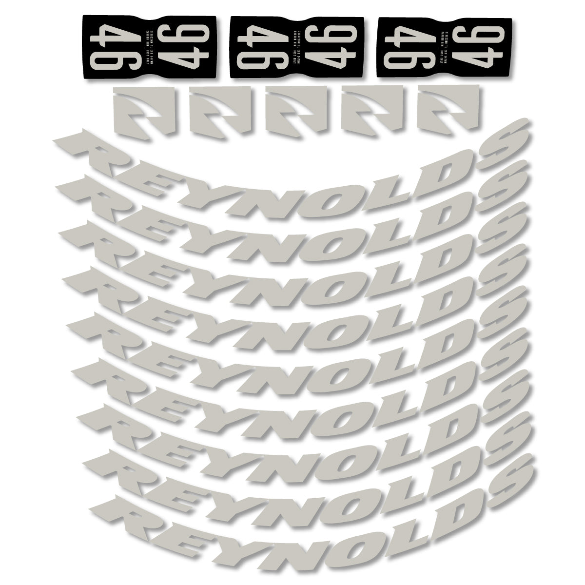 Stickers for Rxynolds AR46, Road Wheel 46mm vinyl decals - Light Grey