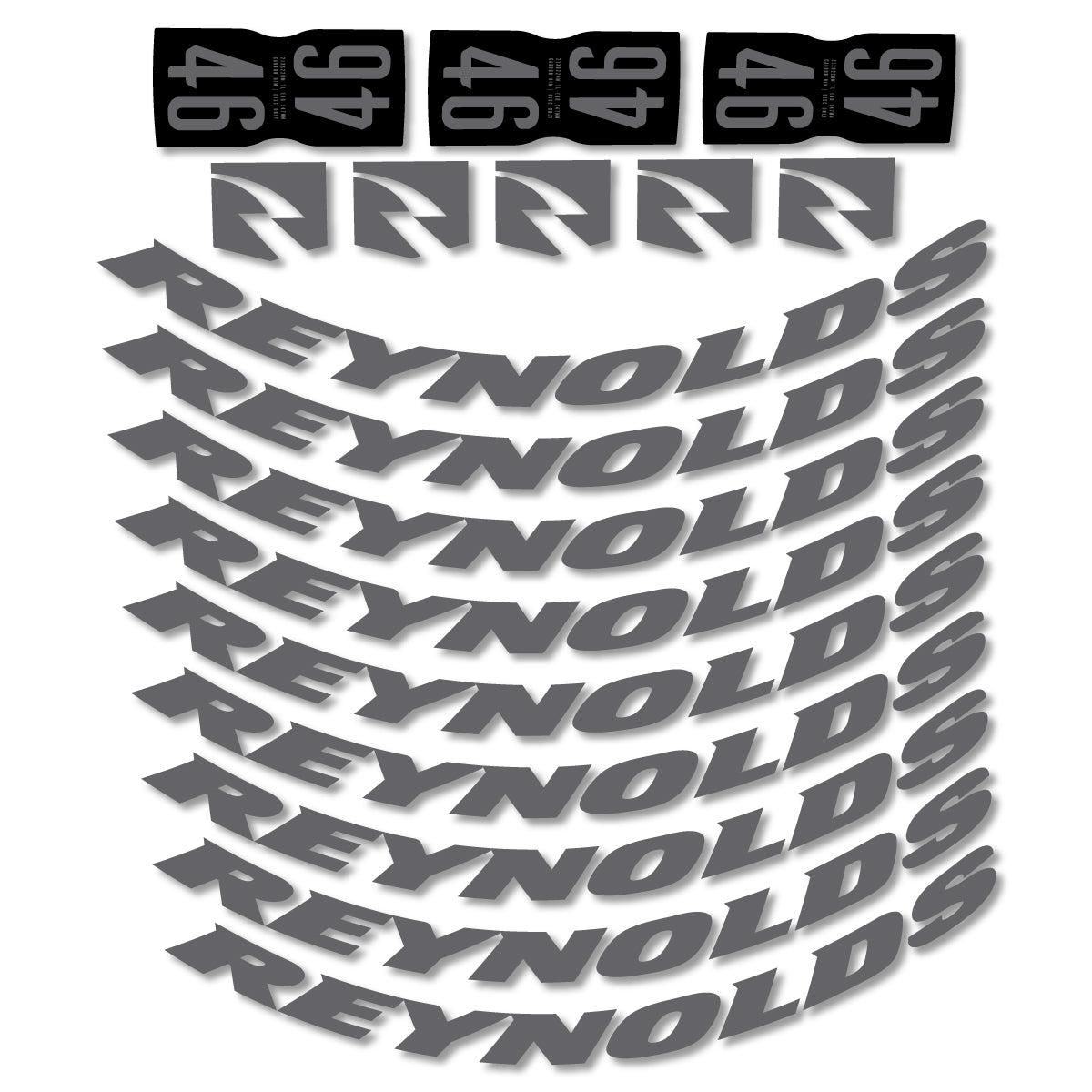 Stickers for Rxynolds AR46, Road Wheel 46mm vinyl decals - Medium Grey