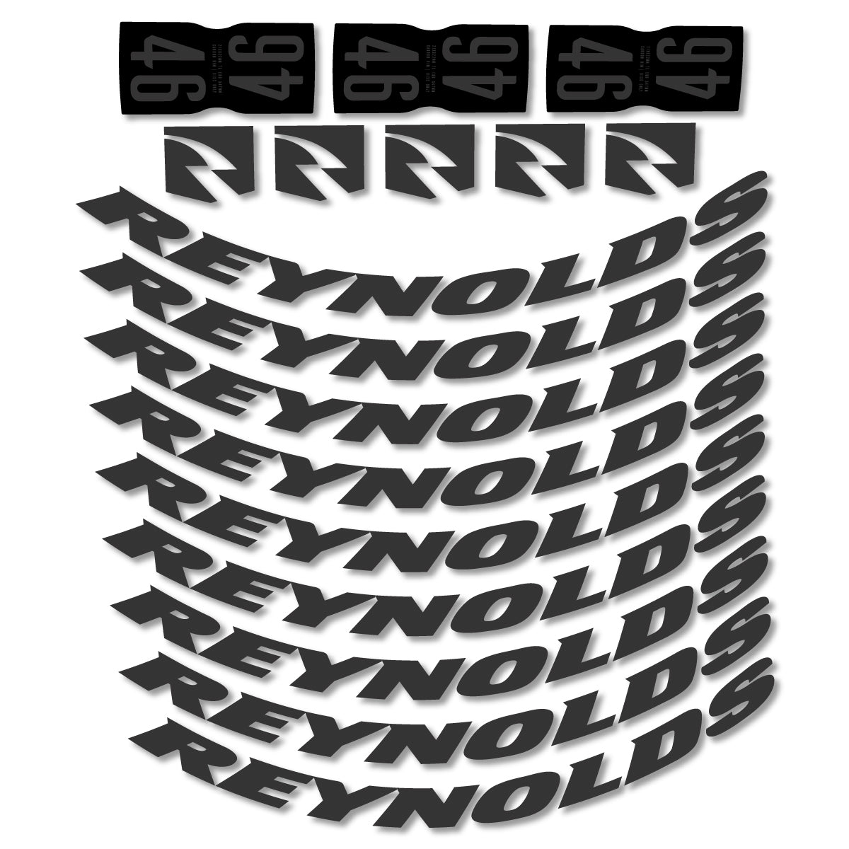 Stickers for Rxynolds AR46, Road Wheel 46mm vinyl decals - Very Dark Grey