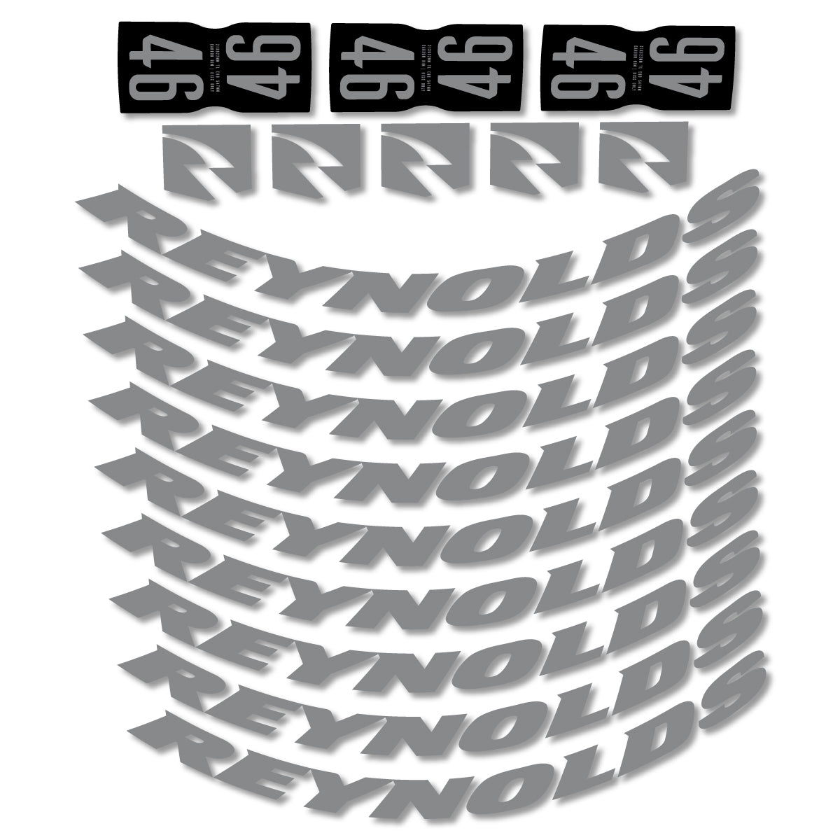 Stickers for Rxynolds AR46, Road Wheel 46mm vinyl decals - Traffic Grey