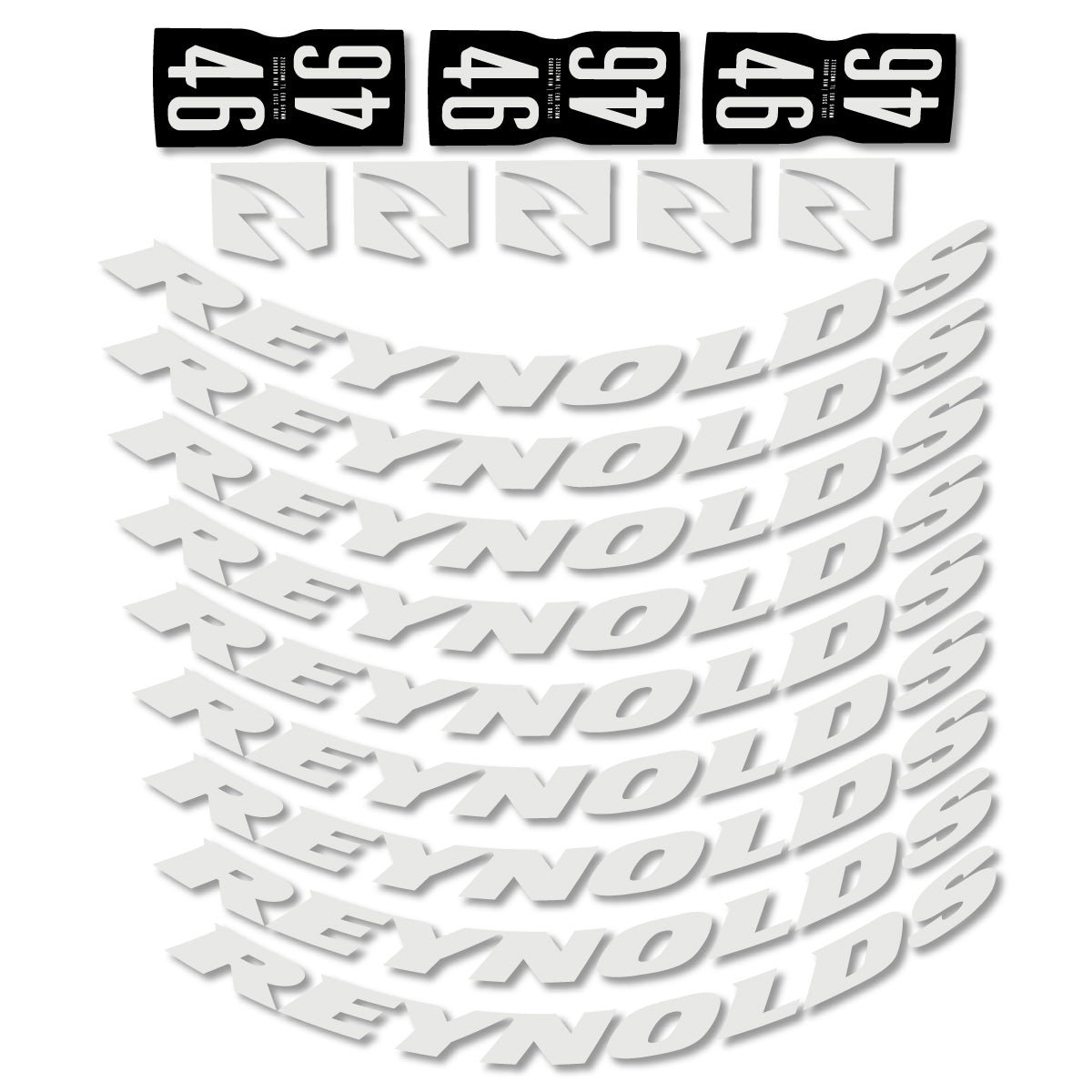 Stickers for Rxynolds AR46, Road Wheel 46mm vinyl decals - Pearl Grey