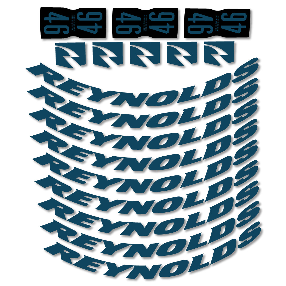 Stickers for Rxynolds AR46, Road Wheel 46mm vinyl decals - Dark Lake