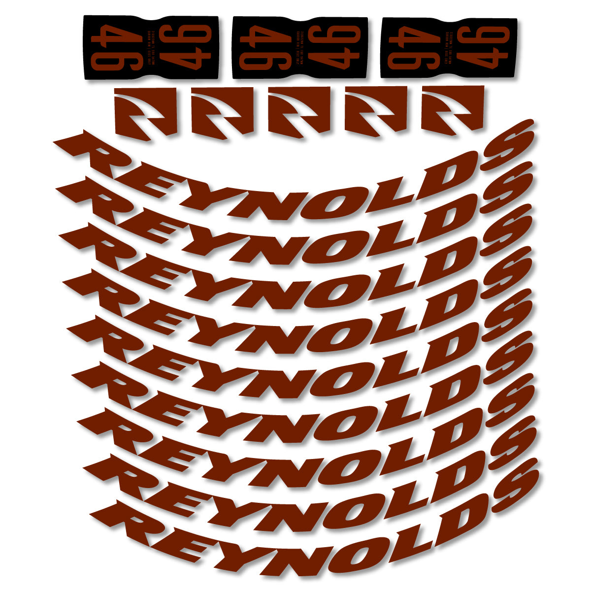 Stickers for Rxynolds AR46, Road Wheel 46mm vinyl decals - Brown