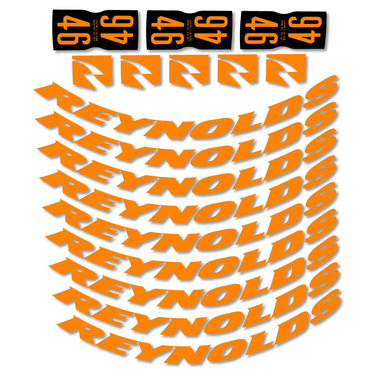 Stickers for Rxynolds AR46, Road Wheel 46mm vinyl decals - Light Neon Orange