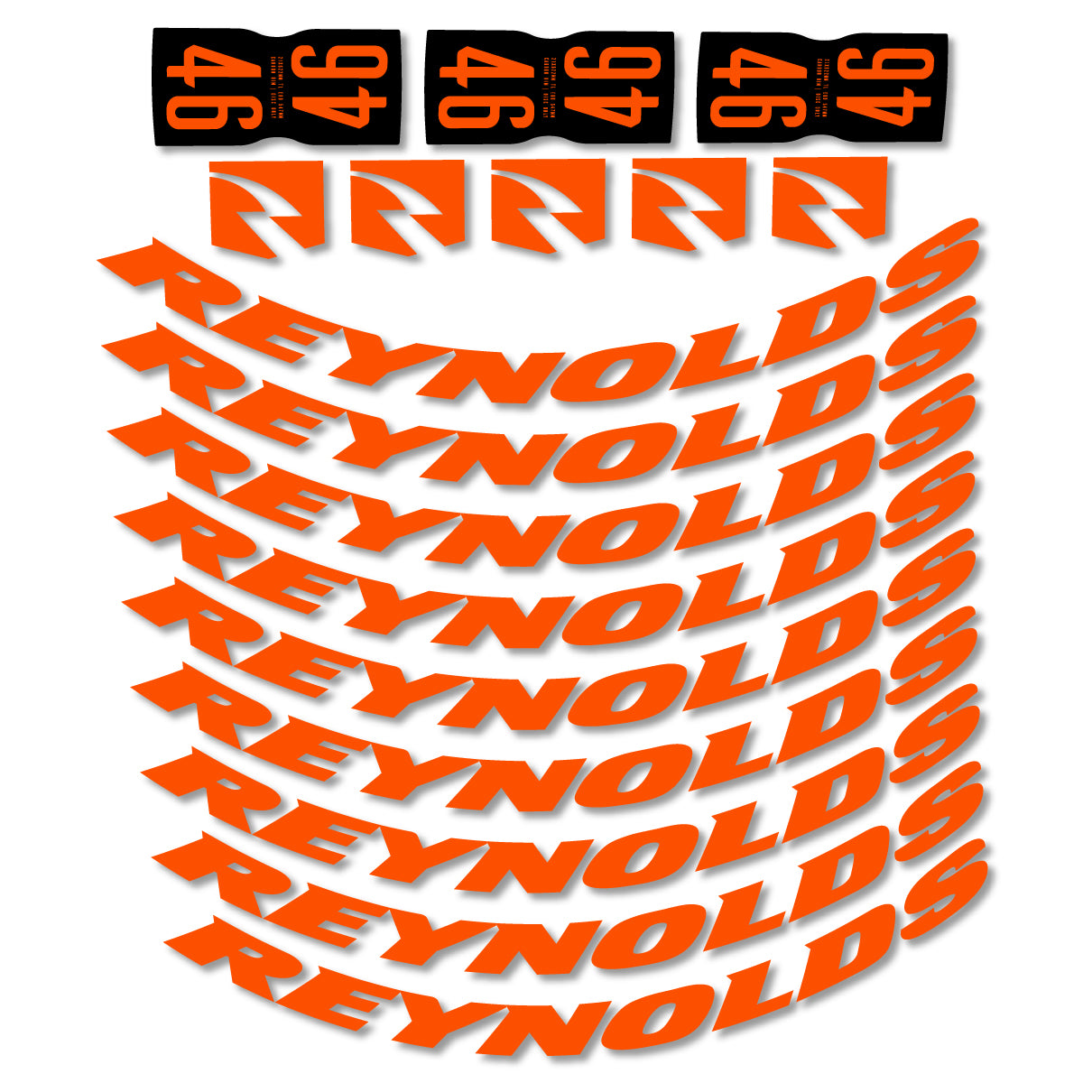 Stickers for Rxynolds AR46, Road Wheel 46mm vinyl decals - Orange