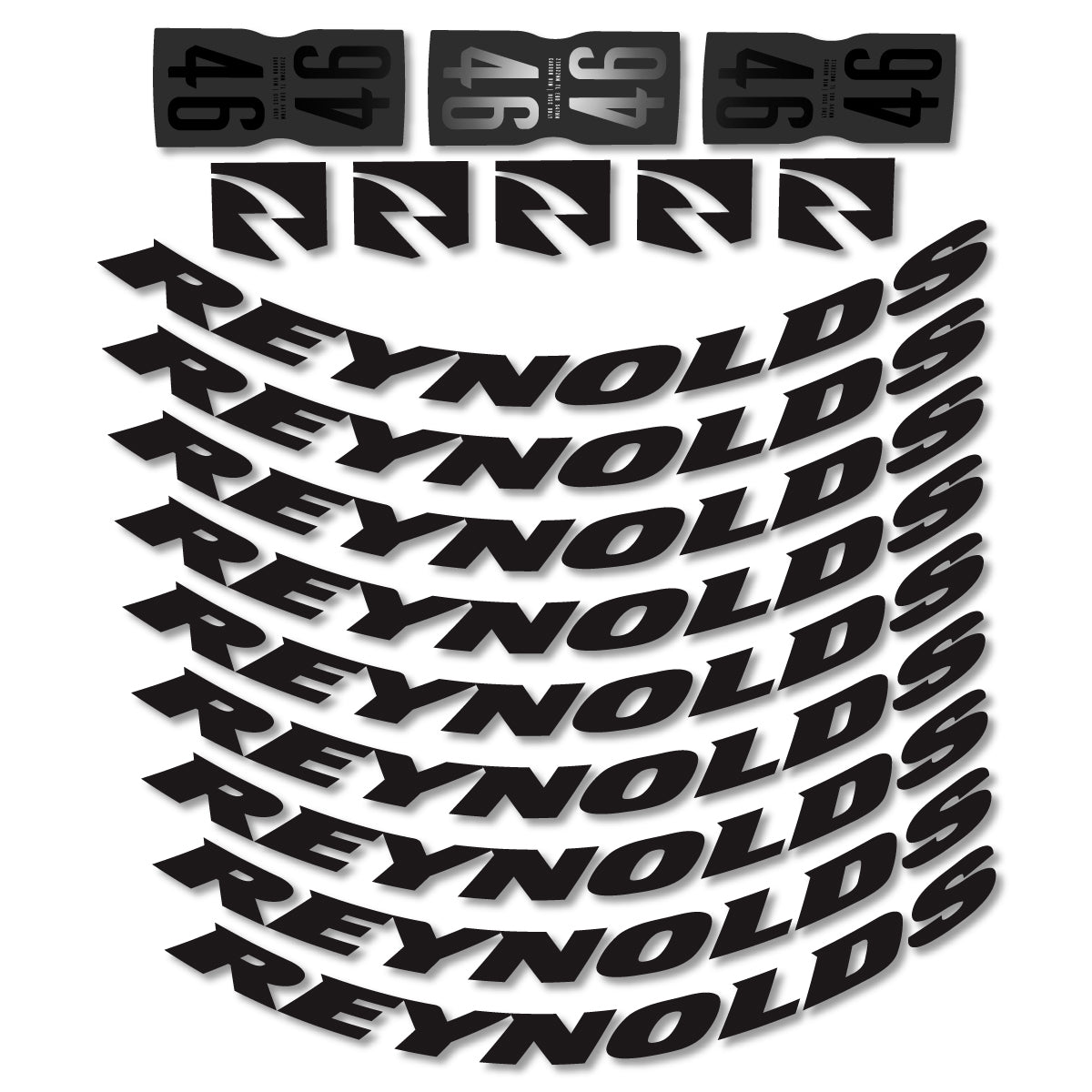Stickers for Rxynolds AR46, Road Wheel 46mm vinyl decals - Black