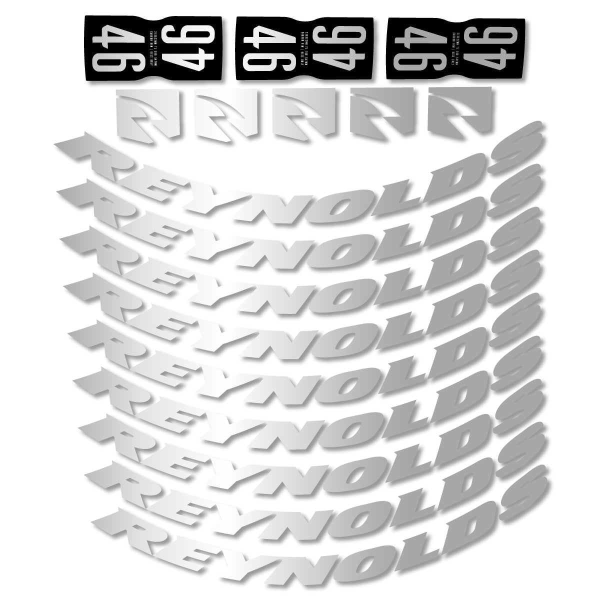Stickers for Rxynolds AR46, Road Wheel 46mm vinyl decals - Light Silver