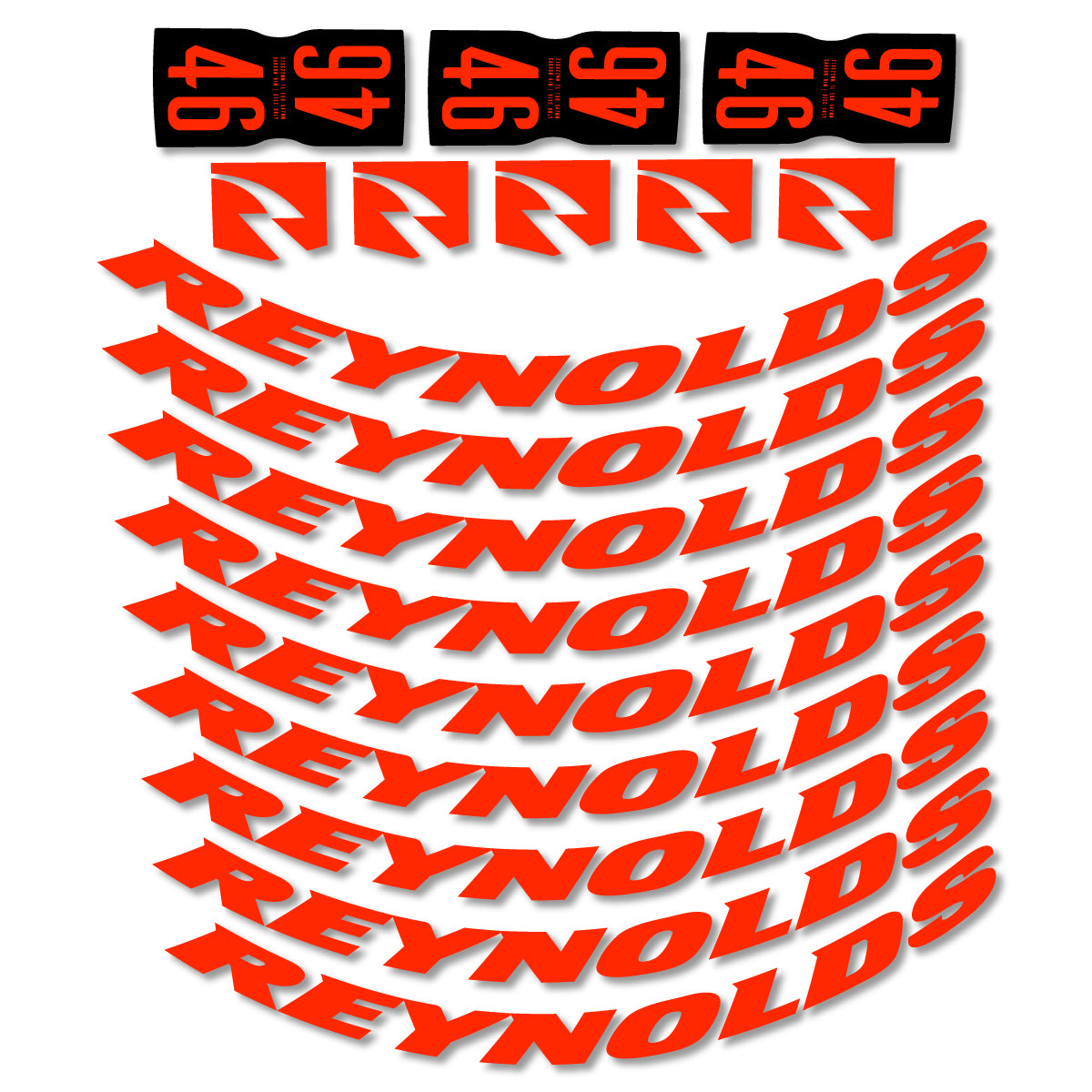 Stickers for Rxynolds AR46, Road Wheel 46mm vinyl decals - Neon Red