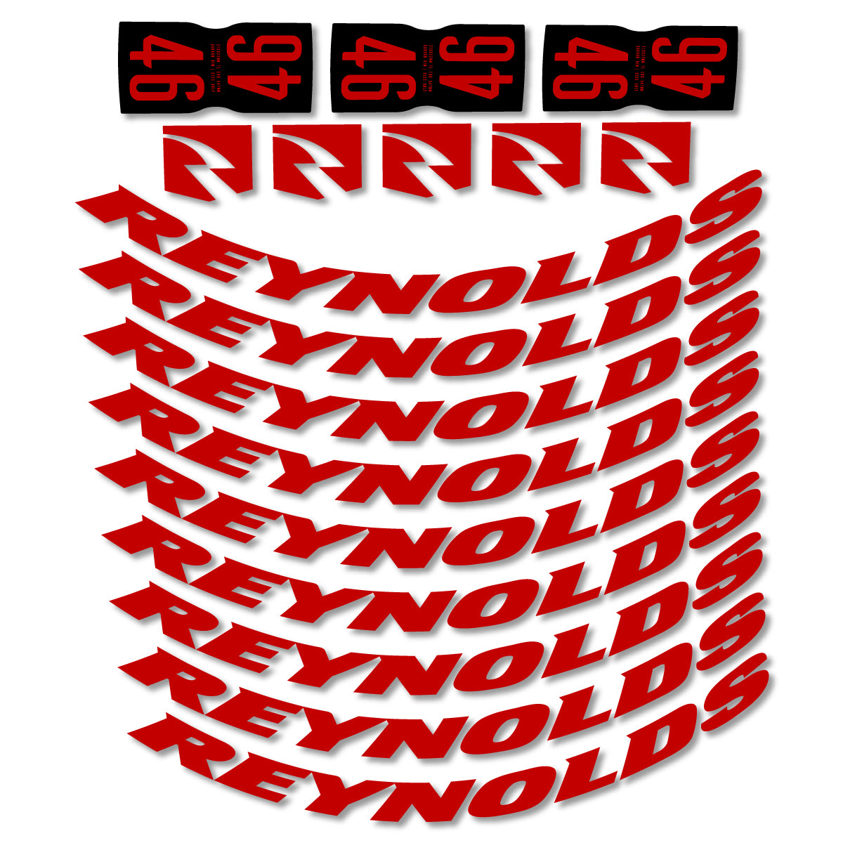 Stickers for Rxynolds AR46, Road Wheel 46mm vinyl decals - Medium Red
