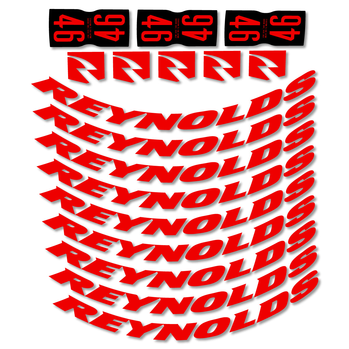 Stickers for Rxynolds AR46, Road Wheel 46mm vinyl decals - Red