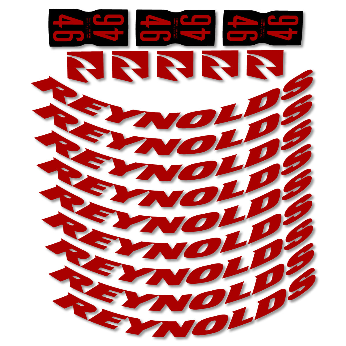 Stickers for Rxynolds AR46, Road Wheel 46mm vinyl decals - Dark Red