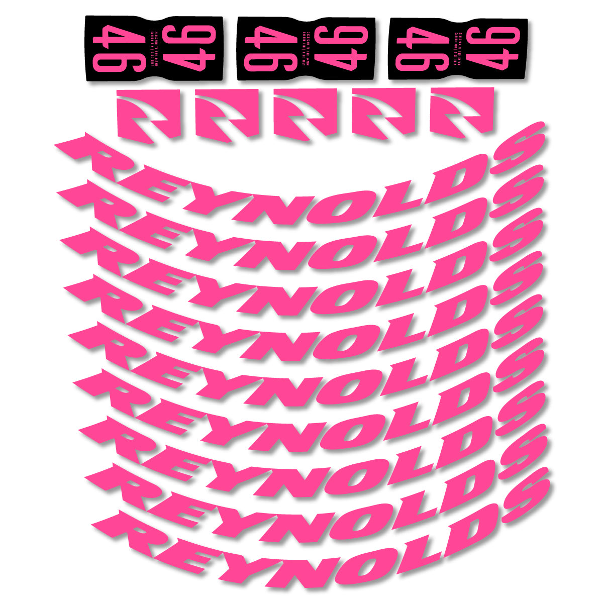Stickers for Rxynolds AR46, Road Wheel 46mm vinyl decals - Bubblegum Pink
