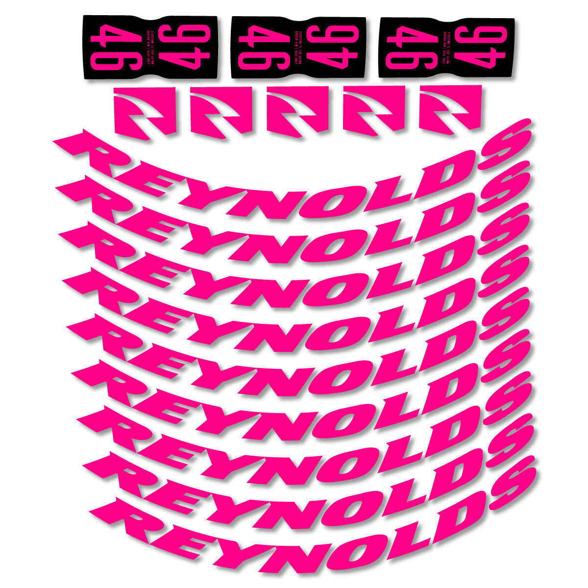 Stickers for Rxynolds AR46, Road Wheel 46mm vinyl decals - Neon Pink