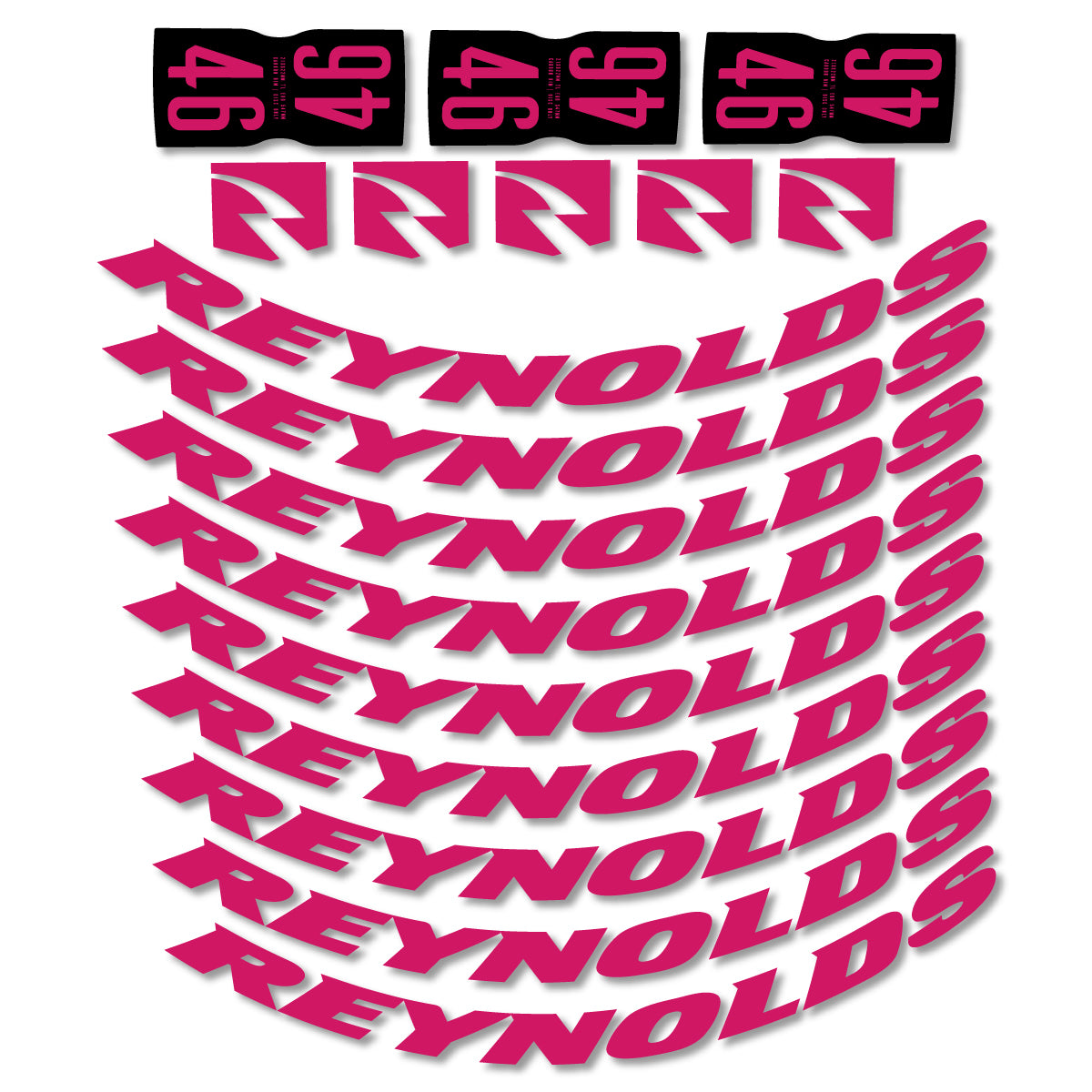 Stickers for Rxynolds AR46, Road Wheel 46mm vinyl decals - Dark Pink