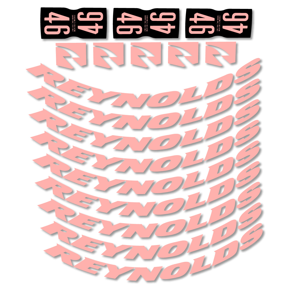 Stickers for Rxynolds AR46, Road Wheel 46mm vinyl decals - Salmon Pink