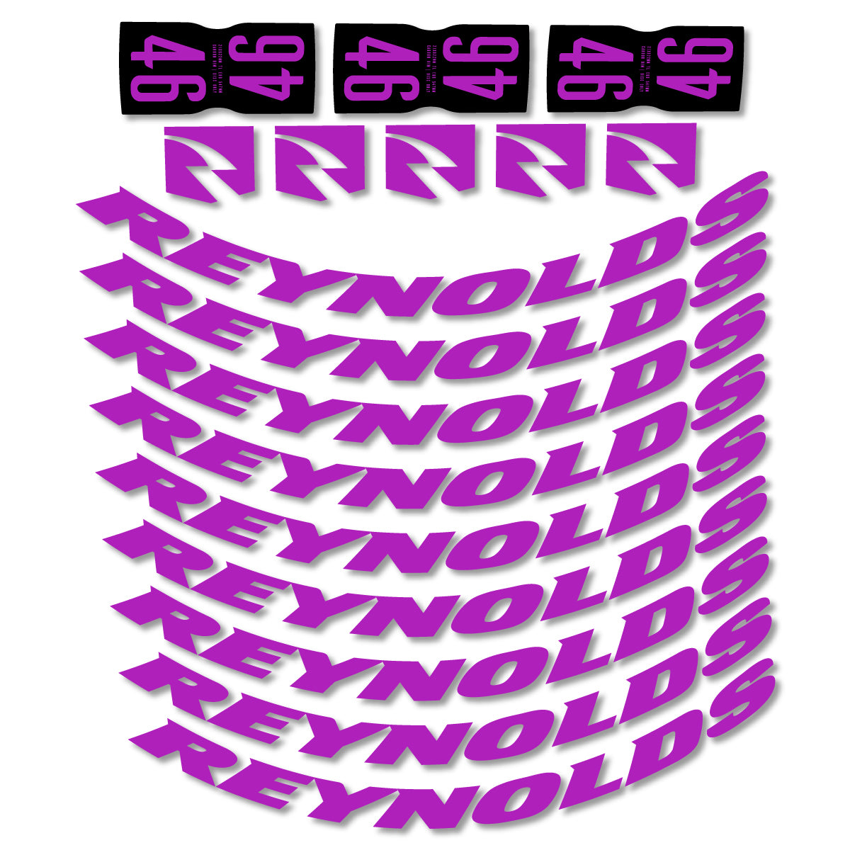 Stickers for Rxynolds AR46, Road Wheel 46mm vinyl decals - Violet Pink
