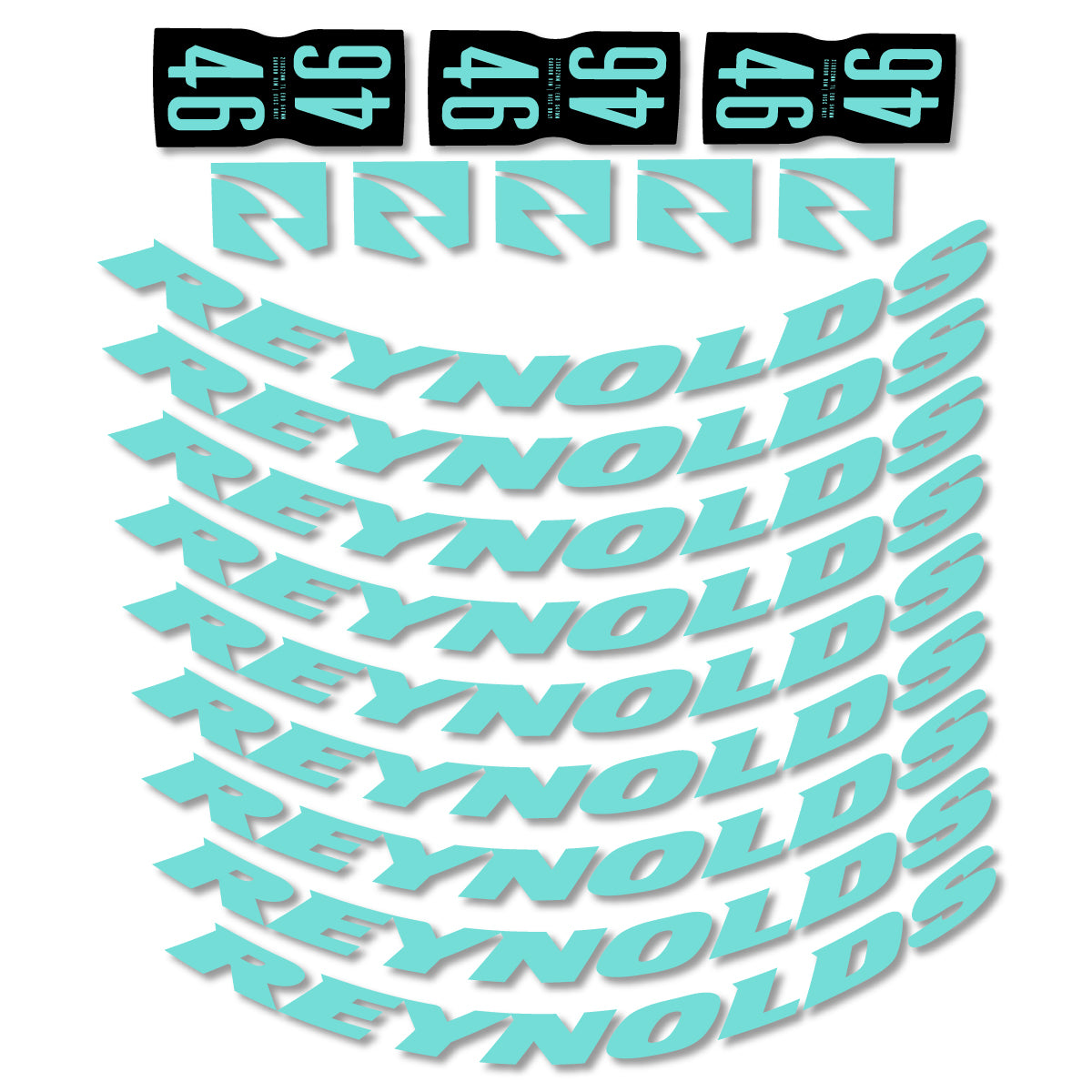 Stickers for Rxynolds AR46, Road Wheel 46mm vinyl decals - Blue Green