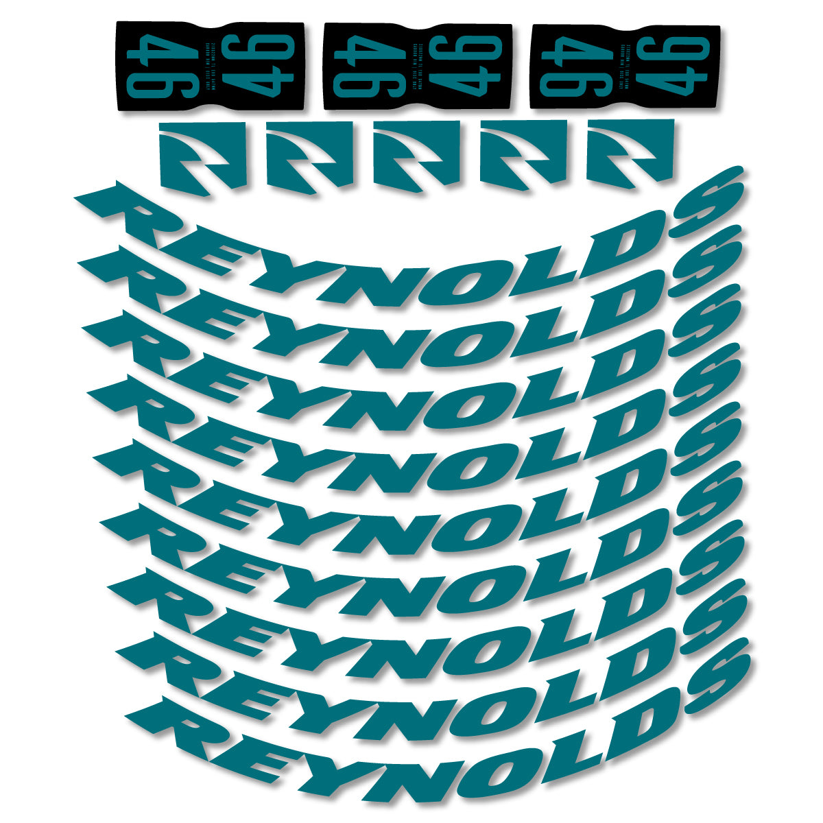 Stickers for Rxynolds AR46, Road Wheel 46mm vinyl decals - Dark Turquoise