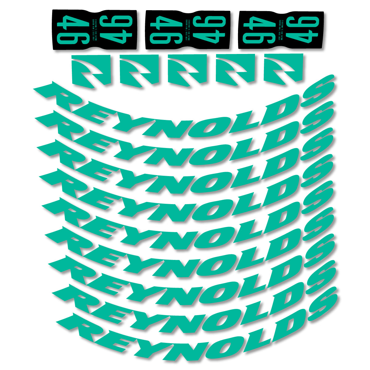 Stickers for Rxynolds AR46, Road Wheel 46mm vinyl decals - Green Turquoise