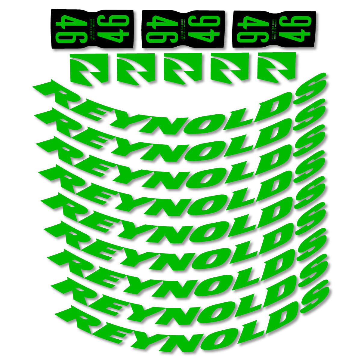 Stickers for Rxynolds AR46, Road Wheel 46mm vinyl decals - Grass Green