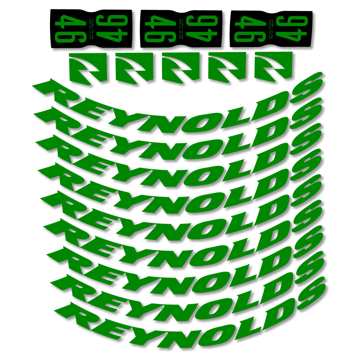 Stickers for Rxynolds AR46, Road Wheel 46mm vinyl decals - Medium Green